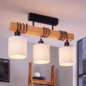 Brilagi - Plafonjera NUBILA 3xE27/60W/230V borovina/bijela