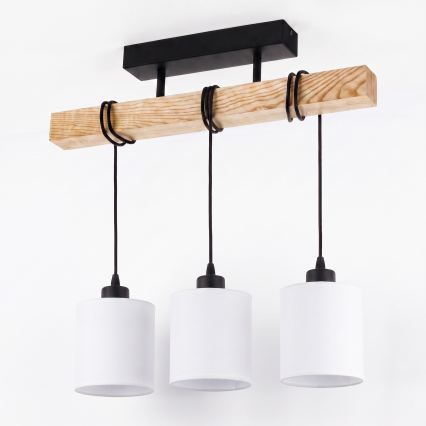 Brilagi - Plafonjera NUBILA 3xE27/60W/230V borovina/bijela