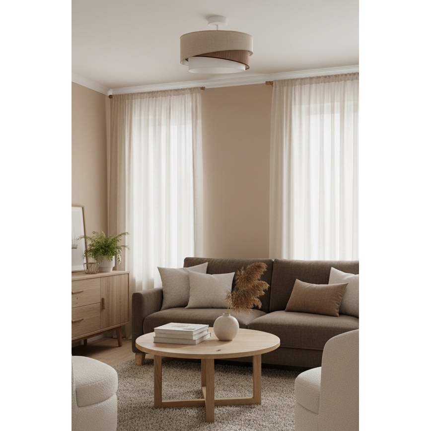 Brilagi - Plafonski luster ARROW 1xE27/60W/230V Ø 45 cm bež/smeđa/bijela