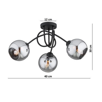 Brilagi - Plafonski luster DIOR 3xE27/60W/230V crna/dimno siva