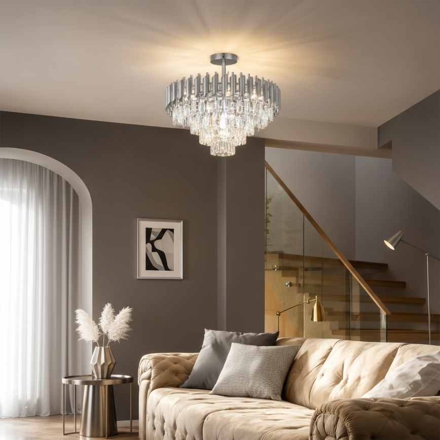 Brilagi - Plafonski luster ECLIPSE 7xE14/10W/230V Ø 48 cm u srebrnoj boji