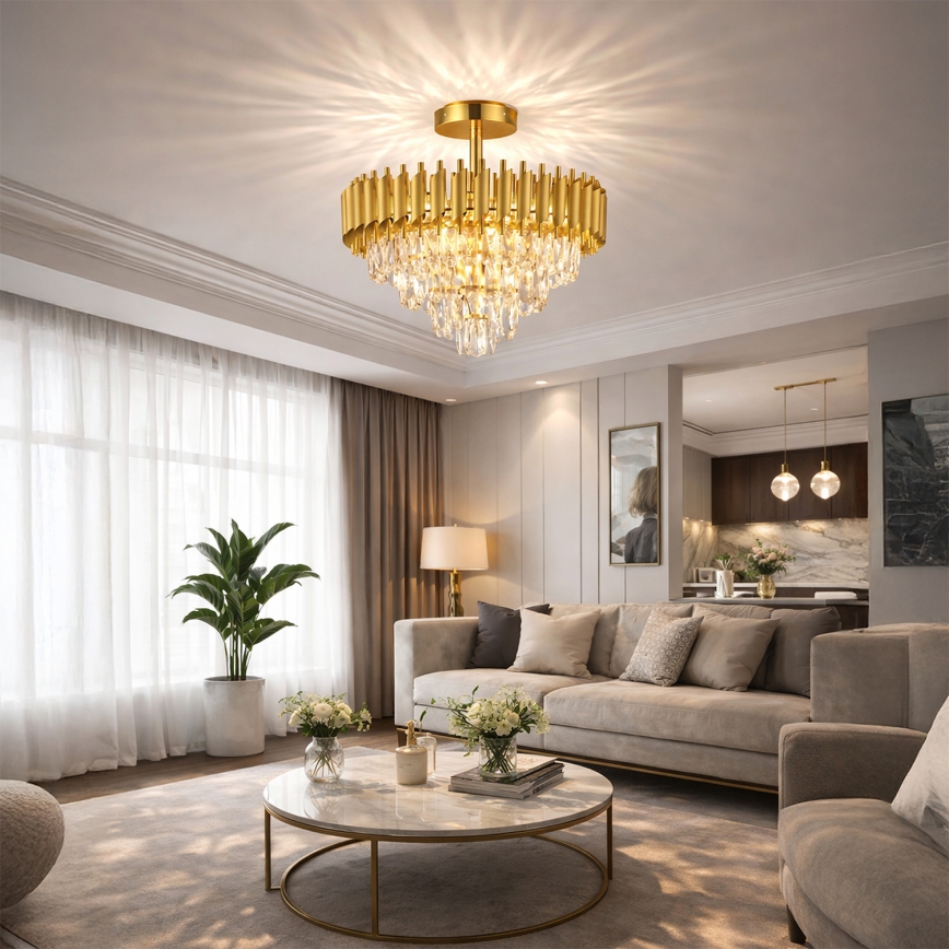 Brilagi - Plafonski luster ECLIPSE 7xE14/10W/230V Ø 48 cm zlatni