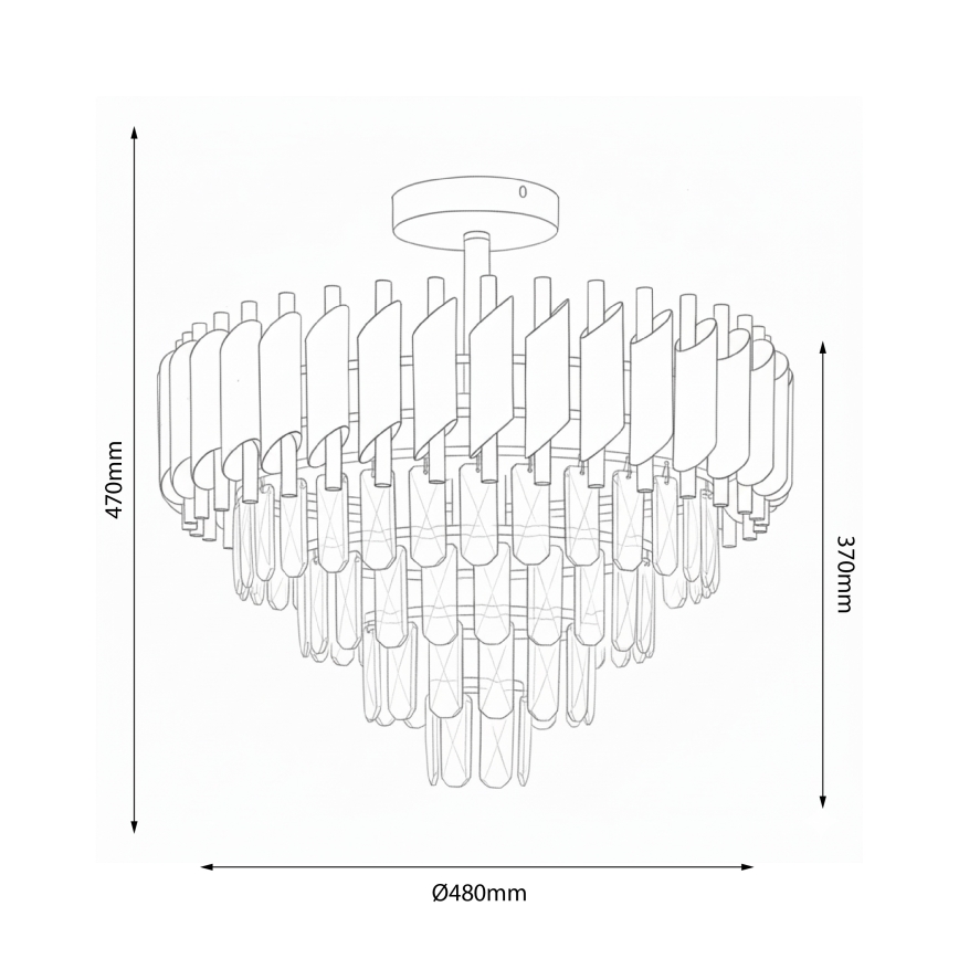 Brilagi - Plafonski luster ECLIPSE za površinsku montažu 7×E14/10W/230V Ø 48 cm crna/zlatna