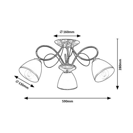 Brilagi - Plafonski luster FRED 3xE27/60W/230V Ø 59 cm sjajni krom