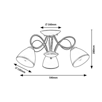 Brilagi - Plafonski luster FRED 3xE27/60W/230V Ø 59 cm zlatna