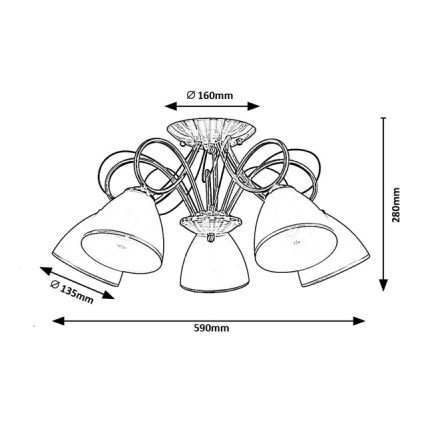 Brilagi - Plafonski luster FRED 5xE27/60W/230V Ø 59 cm brončani