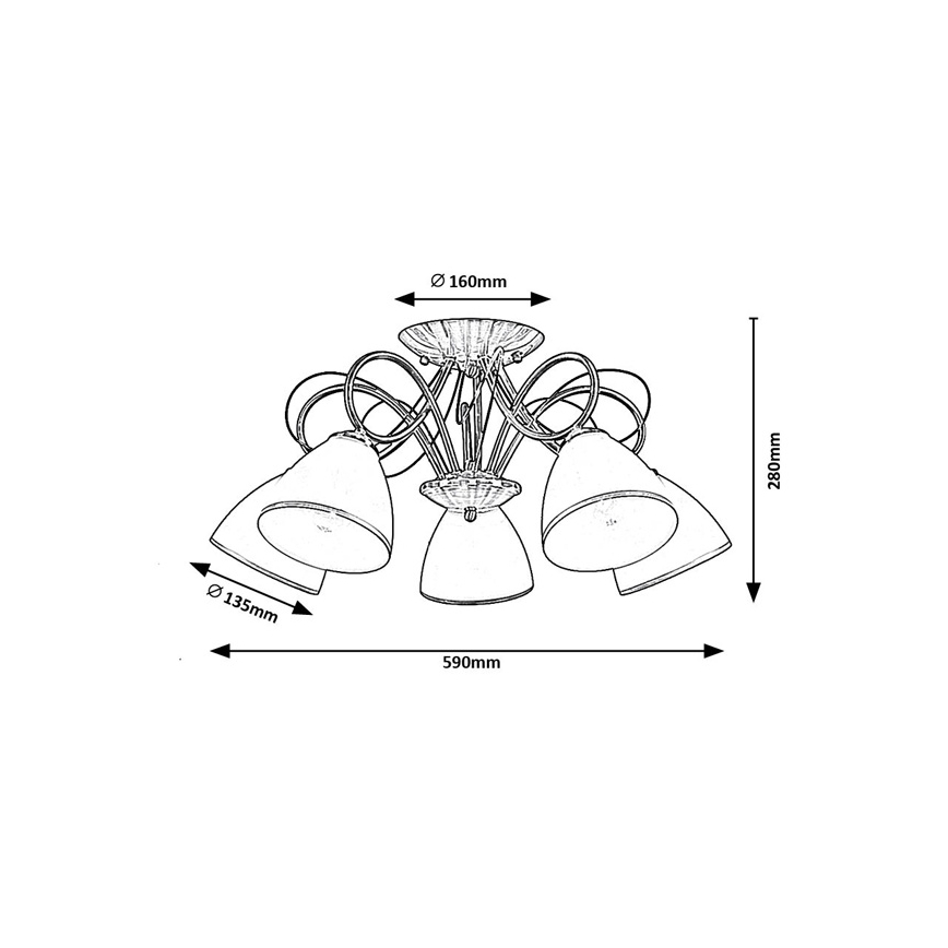 Brilagi - Plafonski luster FRED 5xE27/60W/230V Ø 59 cm brončani