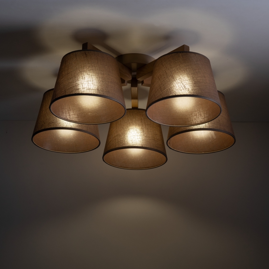 Brilagi - Plafonski luster LATTE SABIA 5xE27/60W/230V borovina/smeđa