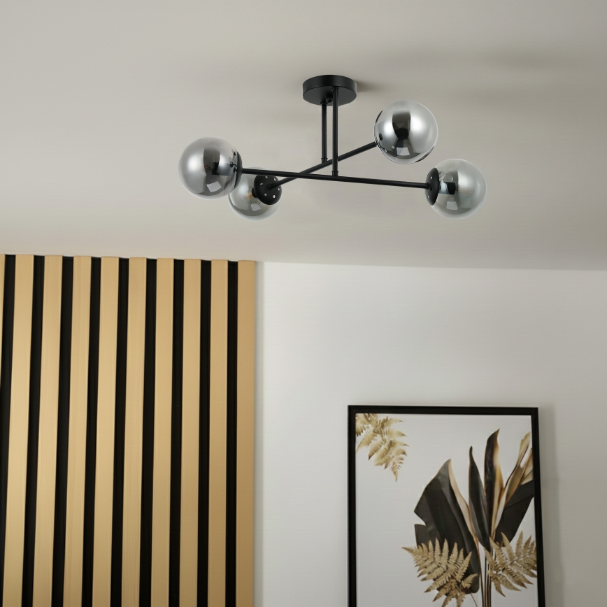 Brilagi - Plafonski luster MALIVA, 4xE14/15W/230V, crna/zadimljeno staklo