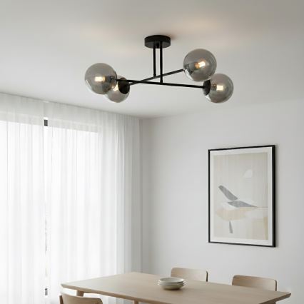 Brilagi - Plafonski luster MALIVA, 4xE14/15W/230V, crna/zadimljeno staklo