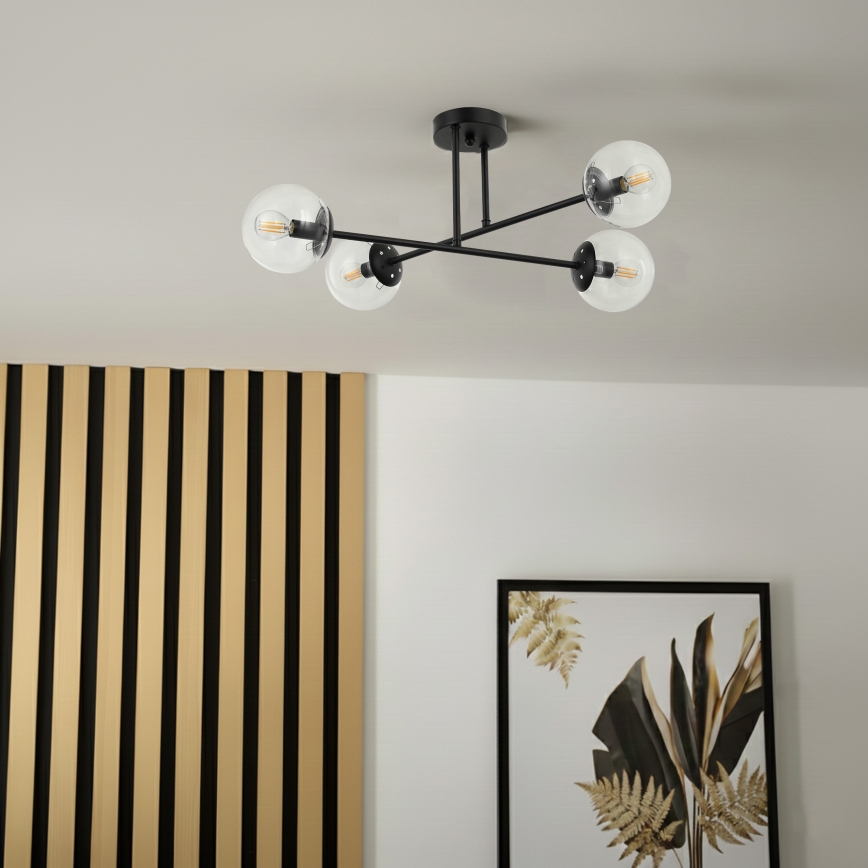 Brilagi - Plafonski luster MALIVA 4xE14/15W/230V crni/prozirni