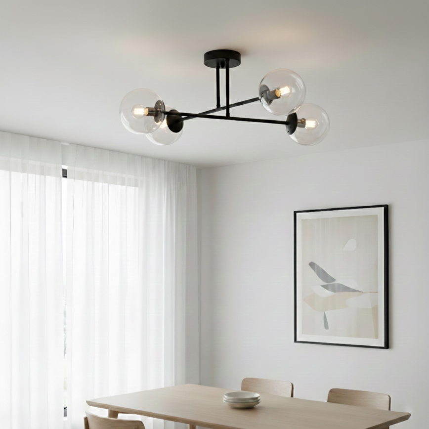 Brilagi - Plafonski luster MALIVA 4xE14/15W/230V crni/prozirni