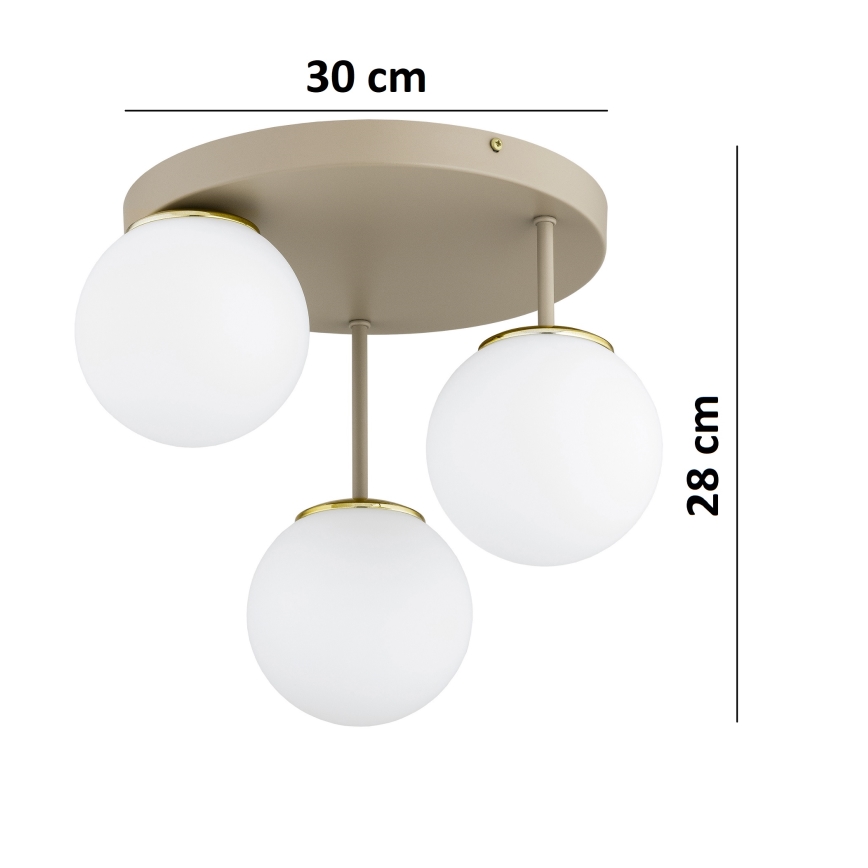 Brilagi - Plafonski luster MILO ECRU 3xE27/60W/230V bež/zlatna