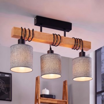 Brilagi - Plafonski luster NUBILA 3xE27/60W/230V borovina/siva