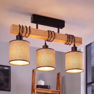 Brilagi - Plafonski luster NUBILA 3xE27/60W/230V borovina/smeđa