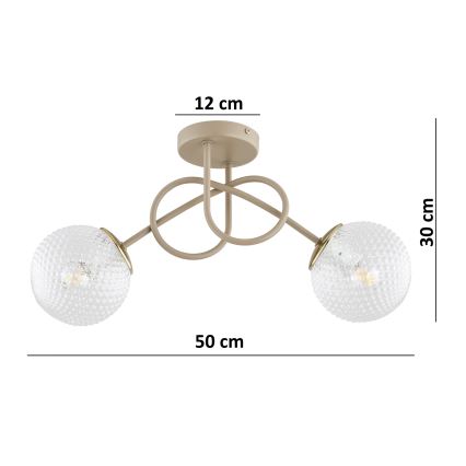 Brilagi - Plafonski luster STELLA 2xE27/60W/230V bež/zlatna