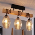 BRILAGI - Plafonski luster WOOD GLASS 3xE27/60W/230V borovina/crna/dimljeno bež