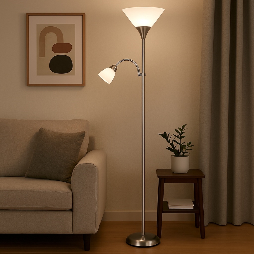 Brilagi - Podna lampa ARIANA 1xE27/100W/230V + 1xE14/25W matni krom