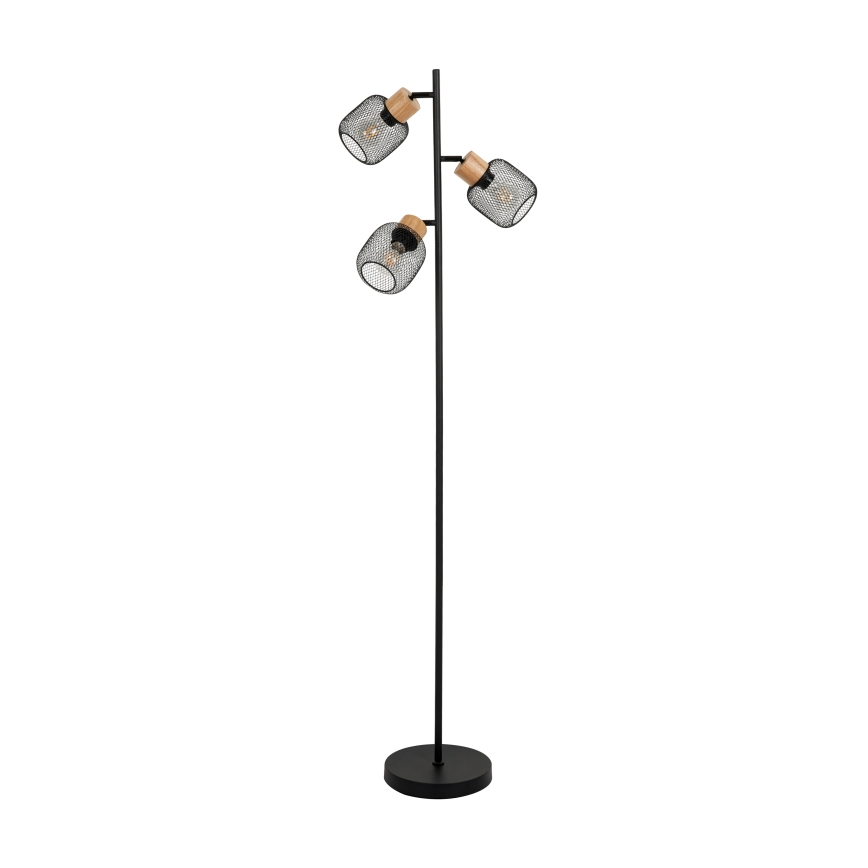 Brilagi - Podna lampa BASKLITE 3xE27/15W/230V kaučukovca/crna