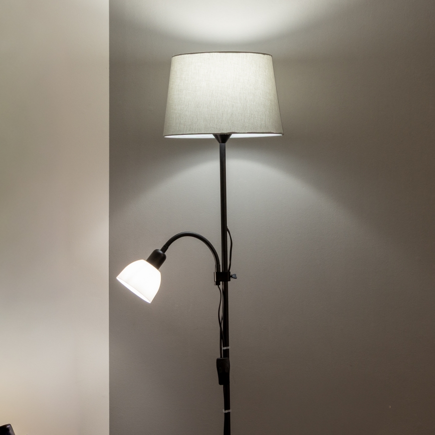 Brilagi - Podna lampa CERIA 1xE27/100W/230V + 1xE14/25W crna/siva