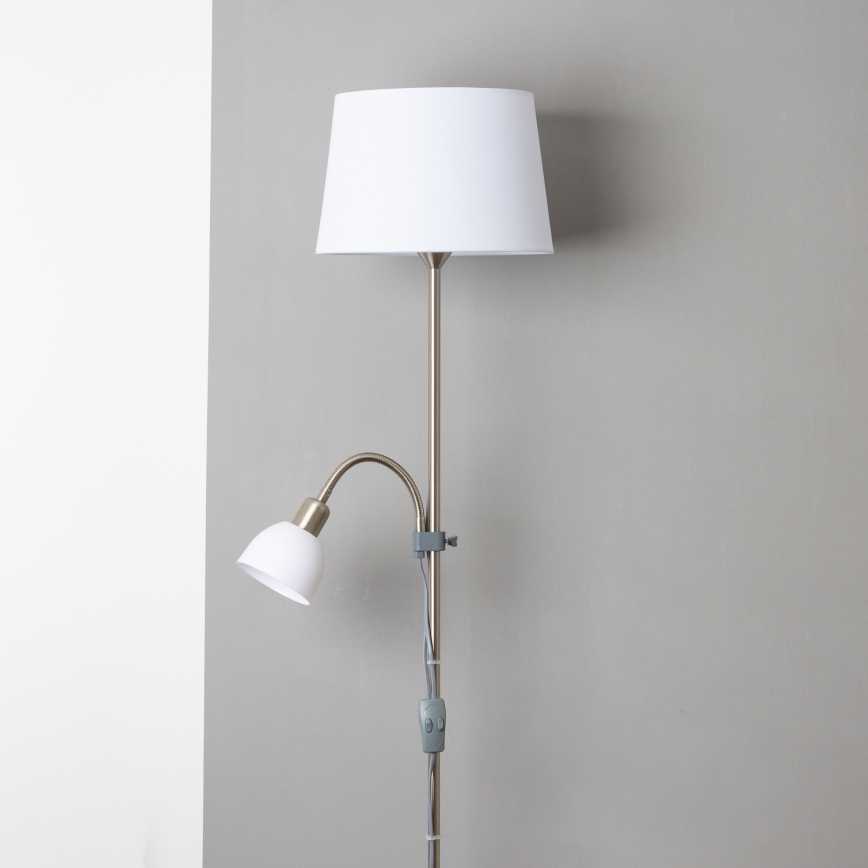 Brilagi - Podna lampa CERIA 1xE27/100W/230V + 1xE14/25W matni krom/bijela