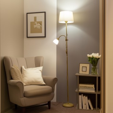 Brilagi - Podna lampa CERIA 1xE27/100W/230V + 1xE14/25W zlatna/bež
