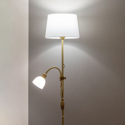 Brilagi - Podna lampa CERIA 1xE27/100W/230V + 1xE14/25W zlatna/bijela