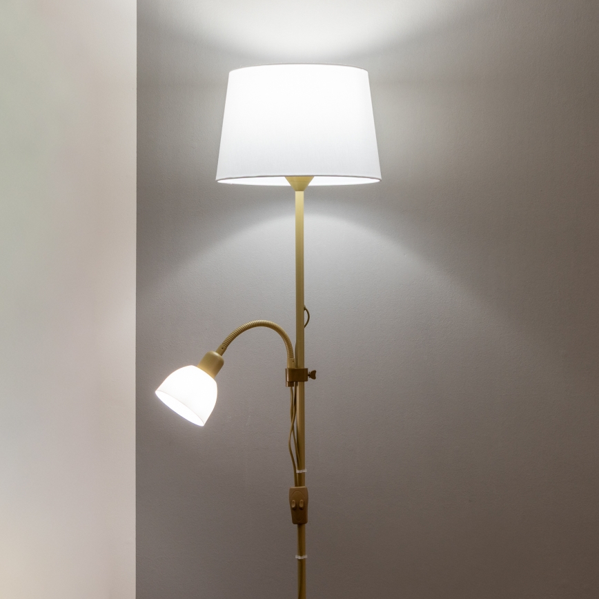 Brilagi - Podna lampa CERIA 1xE27/100W/230V + 1xE14/25W zlatna/bijela