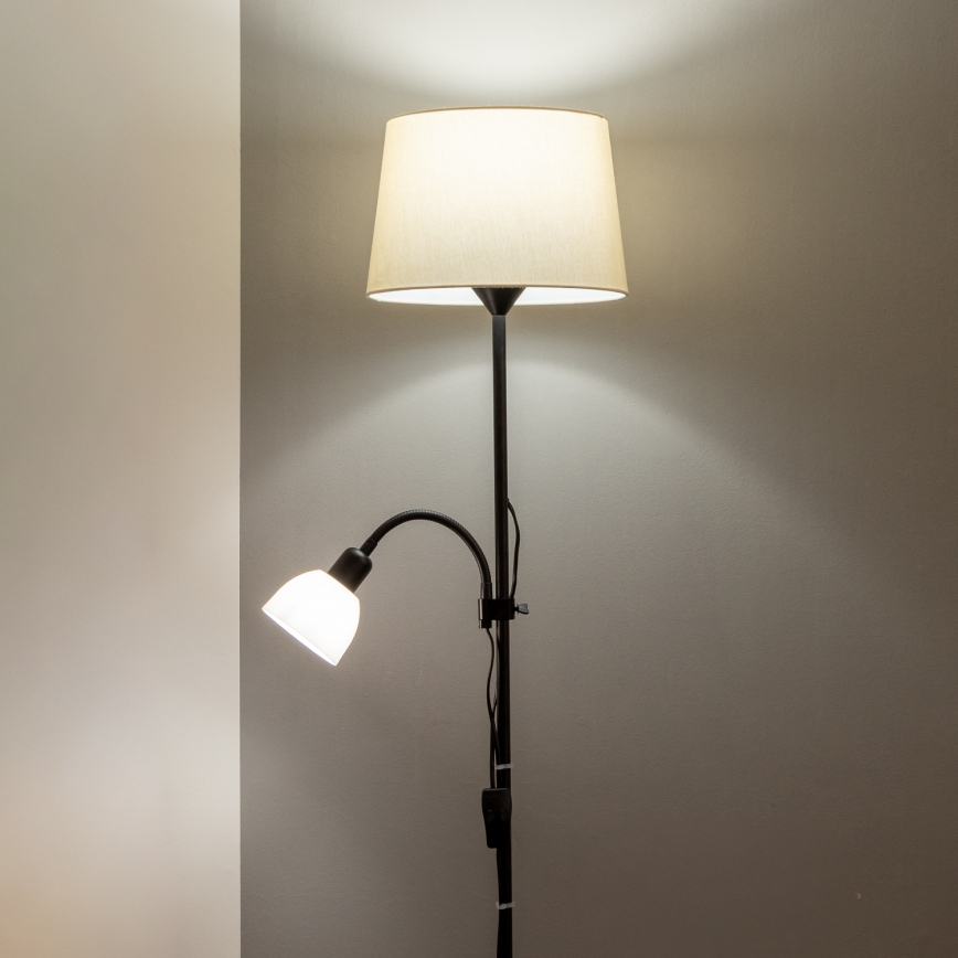 Brilagi - Podna lampa CERIA 2u1 1xE27/100W/230V + 1xE14/25W crna/bež