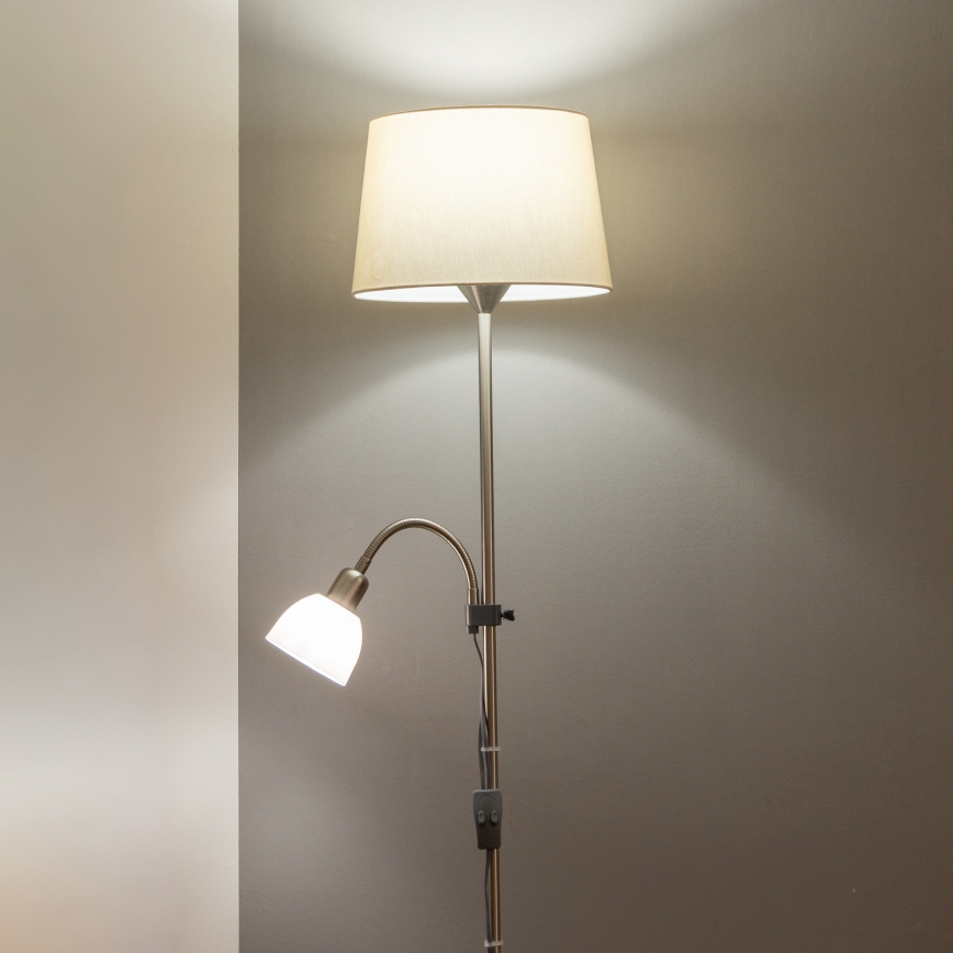 Brilagi - Podna lampa CERIA 2u1 1xE27/100W/230V + 1xE14/25W matni krom/bež