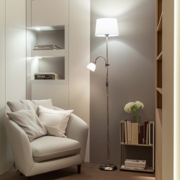 Brilagi - Podna lampa CERIA 2u1 1xE27/100W/230V + 1xE14/25W matni krom/bijela