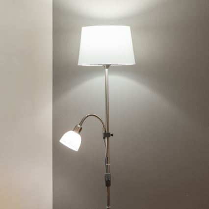 Brilagi - Podna lampa CERIA 2u1 1xE27/100W/230V + 1xE14/25W matni krom/bijela