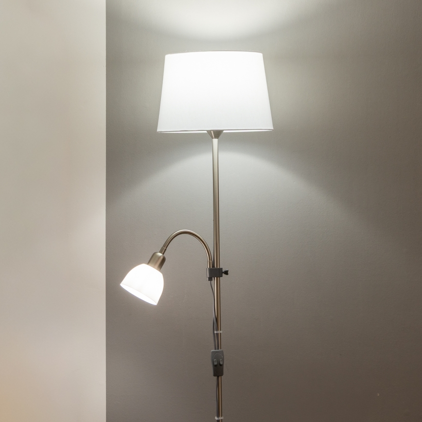 Brilagi - Podna lampa CERIA 2u1 1xE27/100W/230V + 1xE14/25W matni krom/bijela