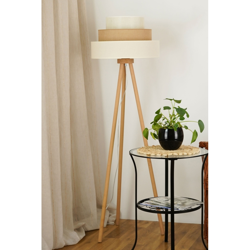 Brilagi - Podna lampa DENVER LUNETA 1xE27/15W/230V bež/smeđa/krem