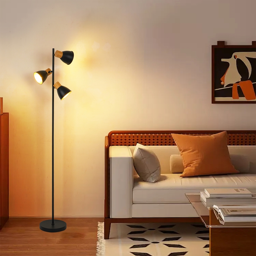 Brilagi - Podna lampa ODENSE 3xE14/10W/230V drvo/crna