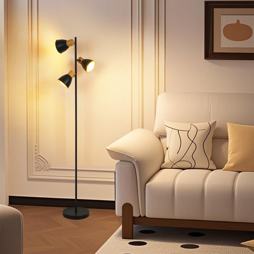 Brilagi - Podna lampa ODENSE 3xE14/10W/230V drvo/crna