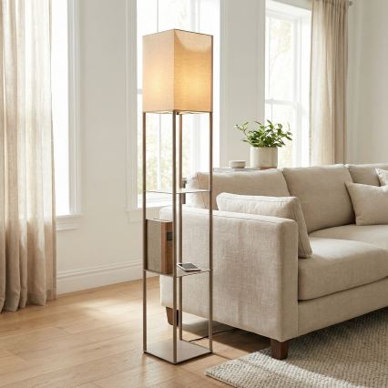 Brilagi - Podna lampa s policama GRADUS 1xE27/40W/230V 150 cm siva/bež