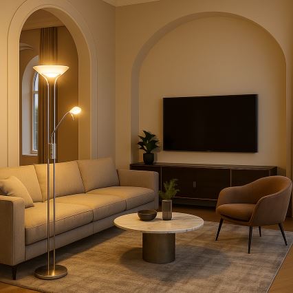 Brilagi - Podna lampa s prigušivačem SCARLETT 1xR7s/230W/230V + 1xG9/40W matni krom