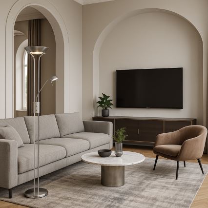 Brilagi - Podna lampa s prigušivačem SCARLETT 1xR7s/230W/230V + 1xG9/40W matni krom