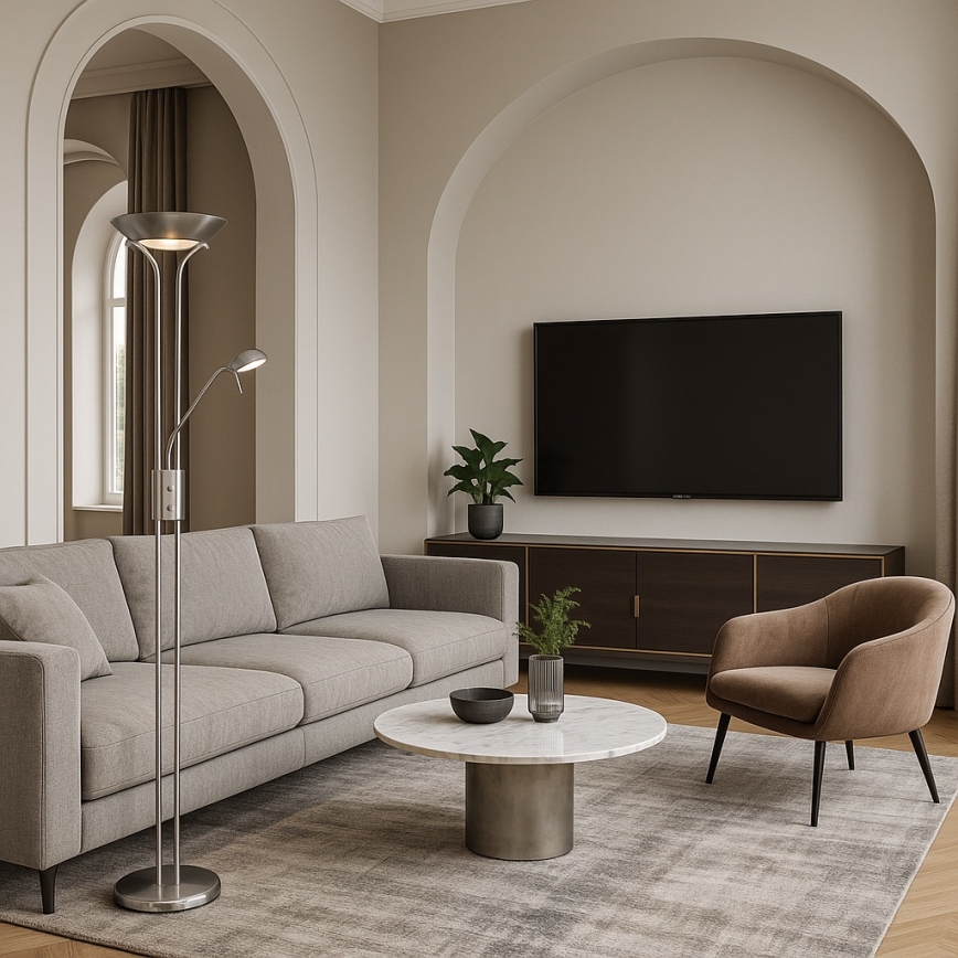 Brilagi - Podna lampa s prigušivačem SCARLETT 1xR7s/230W/230V + 1xG9/40W matni krom