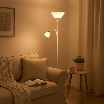 Brilagi - Podna svjetiljka ARIANA 1xE27/100W/230V + 1xE14/25W bijela