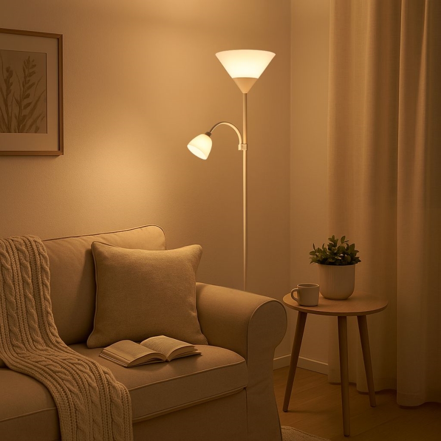 Brilagi - Podna svjetiljka ARIANA 1xE27/100W/230V + 1xE14/25W bijela