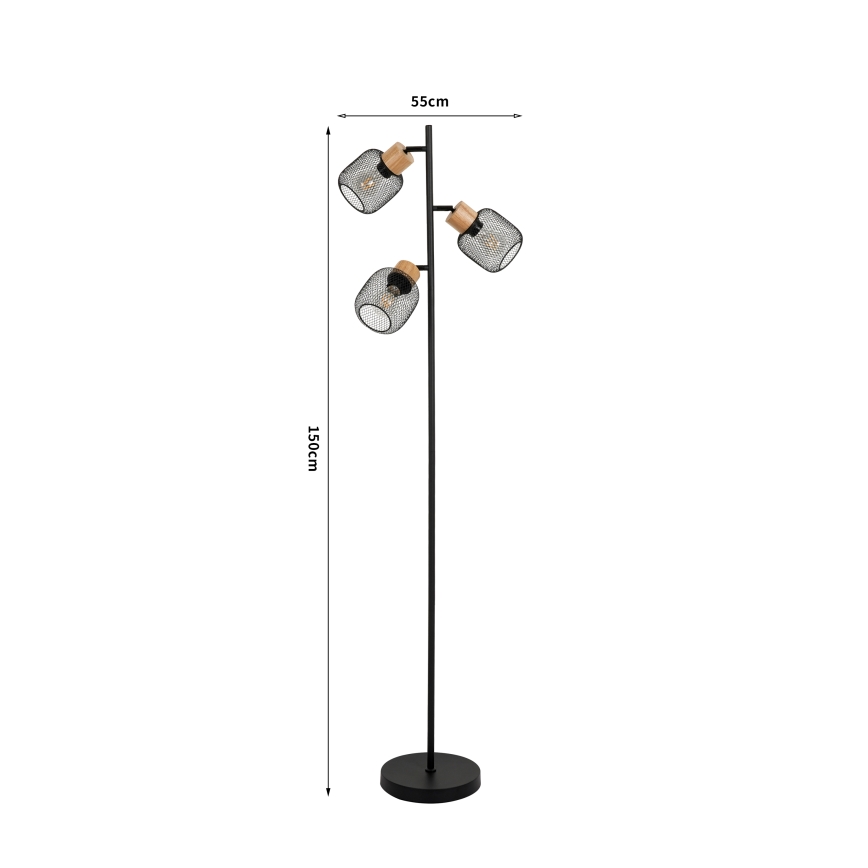 Brilagi - Podna svjetiljka BASKLITE 3xE14/15W/230V kaučukovo drvo/crna