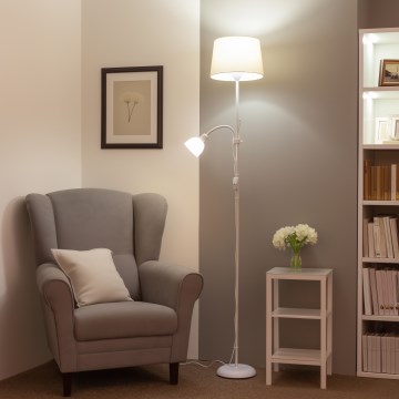 Brilagi - Podna svjetiljka CERIA 1xE27/100W/230V + 1xE14/25W bijela/bež