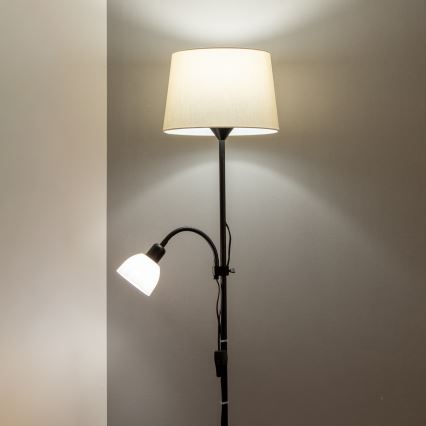 Brilagi - Podna svjetiljka CERIA 1xE27/100W/230V + 1xE14/25W crna/bež