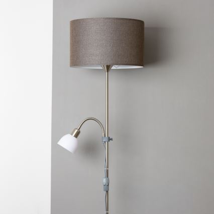 Brilagi - Podna svjetiljka CERIA 2 u 1 1xE27/100W/230V + 1xE14/25W matni krom/smeđa