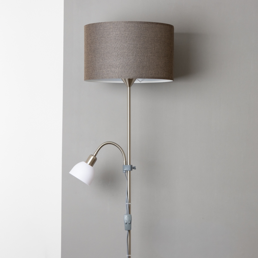 Brilagi - Podna svjetiljka CERIA 2 u 1 1xE27/100W/230V + 1xE14/25W matni krom/smeđa