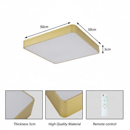Brilagi - POOL SQUARE LED stropna svjetiljka 48W 230V 3000/4000/6000K 50x50 cm zlatna