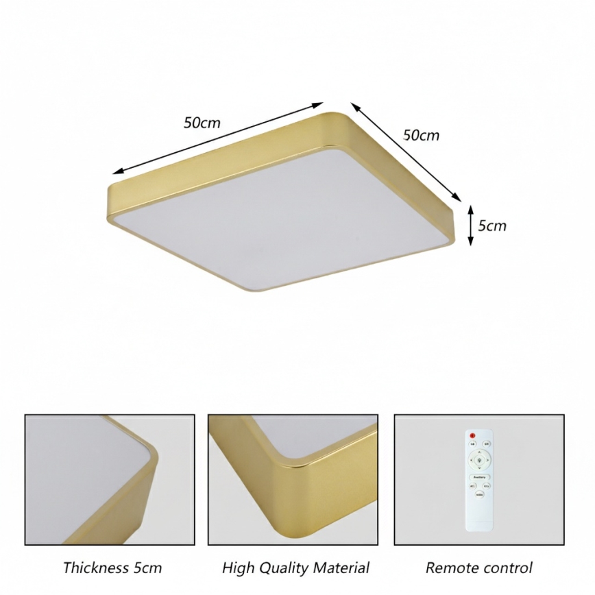 Brilagi - POOL SQUARE LED stropna svjetiljka 48W 230V 3000/4000/6000K 50x50 cm zlatna
