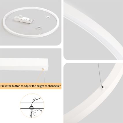 Brilagi - LED luster na sajli PORTOFINO, s mogućnošću prigušivanja, LED/60W/230V, 3000–6000K, Ø 80 cm, bijela + daljinski upravljač